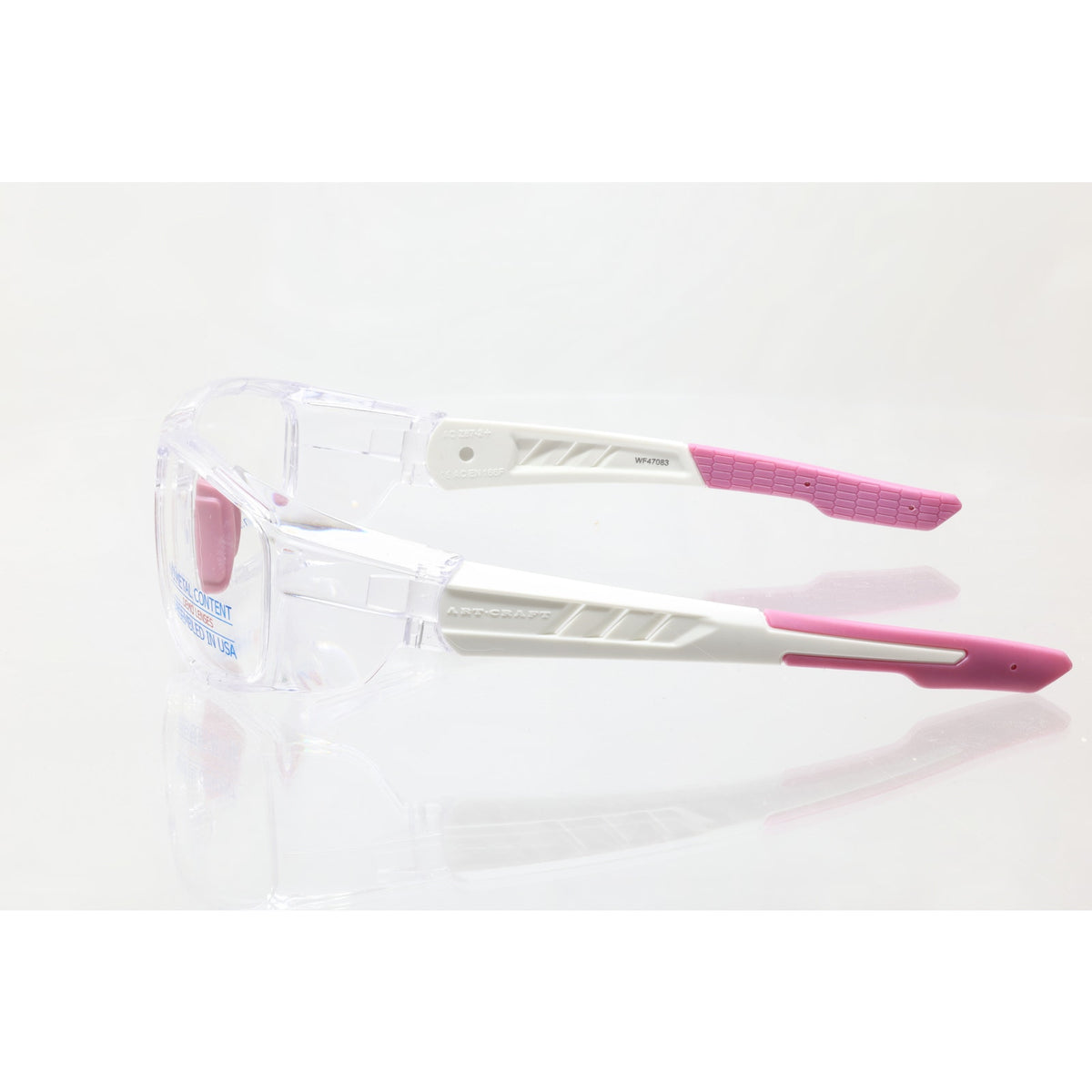 USA Workforce WF47083 clear/white/pink safety glasses frames, photo 4 of 7