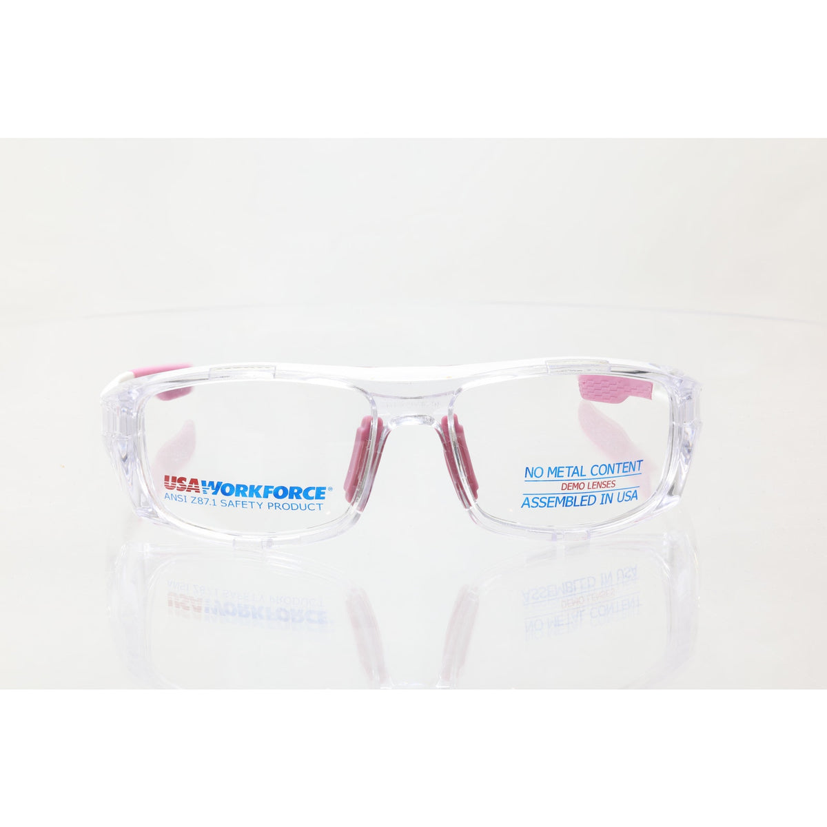 USA Workforce WF47083 clear/white/pink safety glasses frames, photo 3 of 7