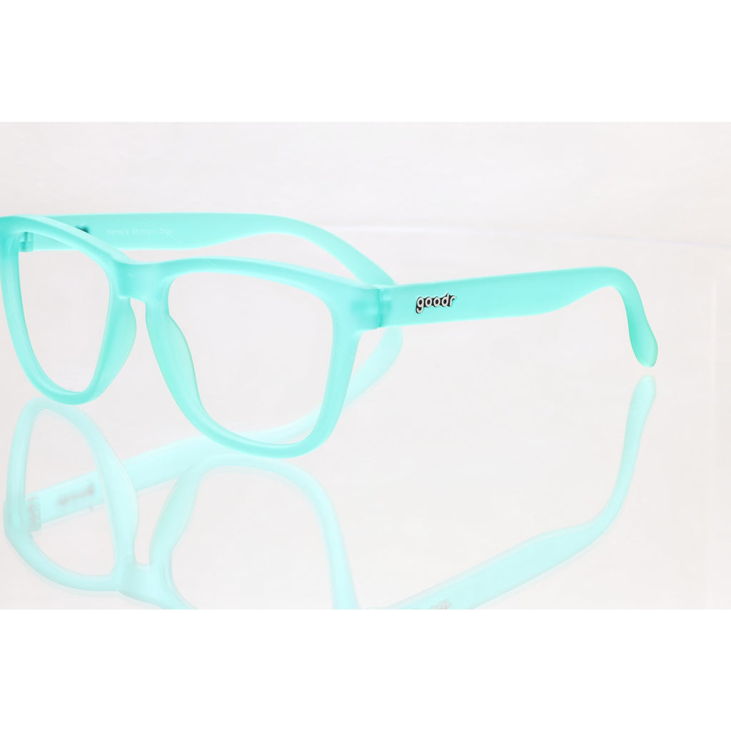 Goodr Nessy's Midnight Orgy green sunglass frames