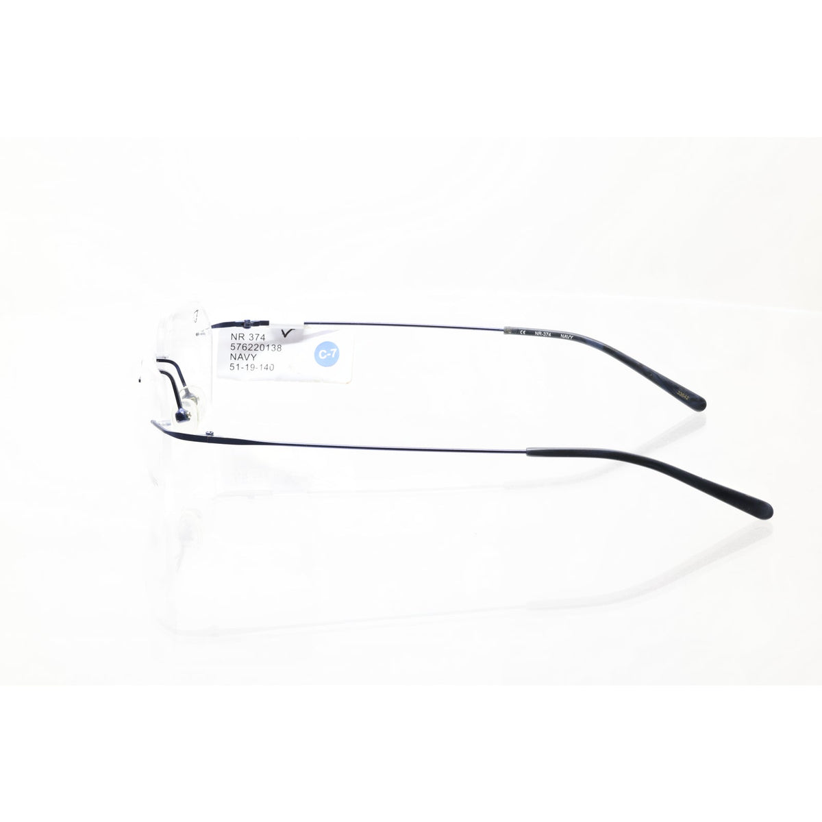 Naturally Rimless NR-374 navy eyeglass frames, photo 4 of 6