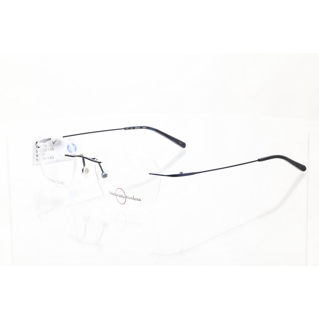 Naturally Rimless NR-374 navy eyeglass frames
