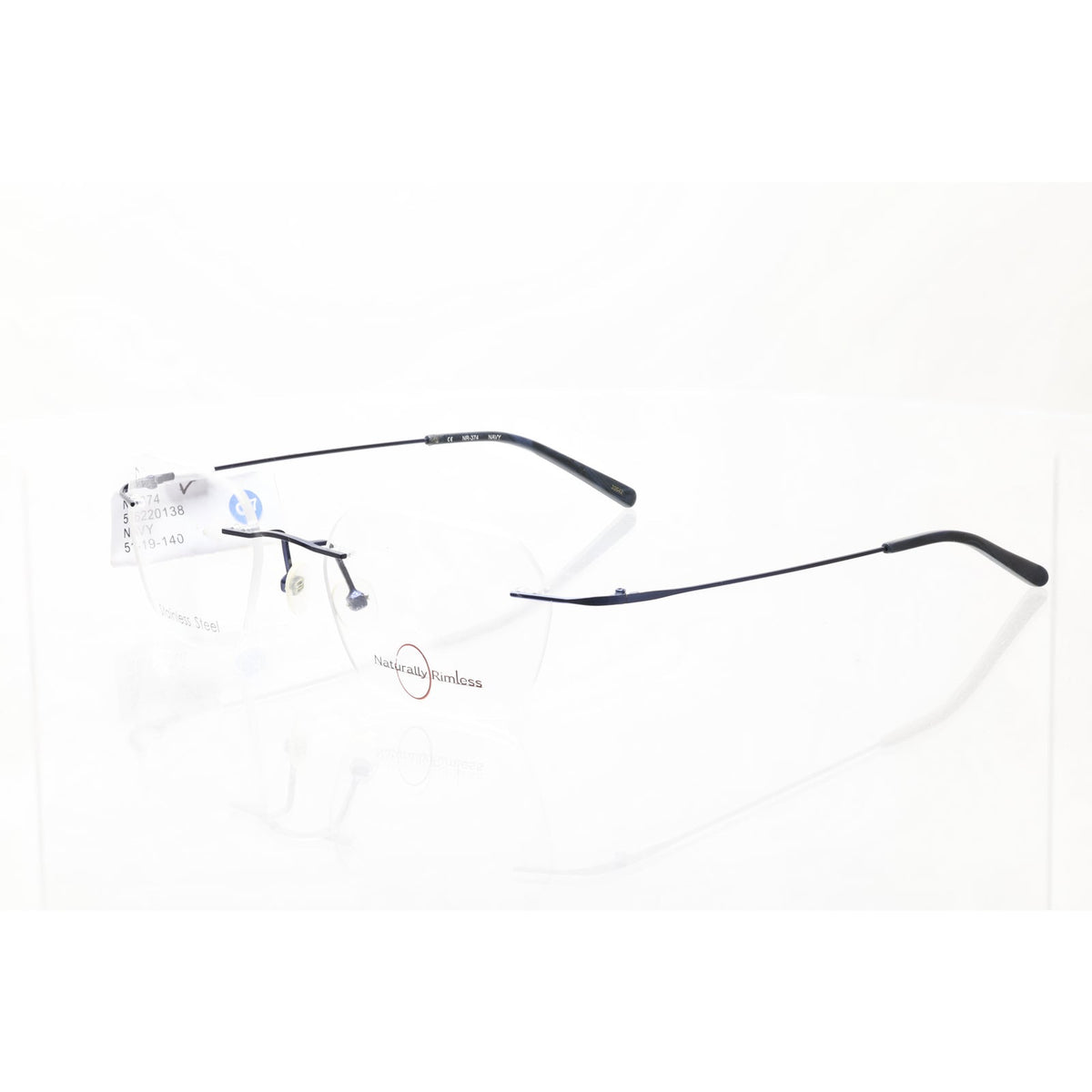 Naturally Rimless NR-374 navy eyeglass frames