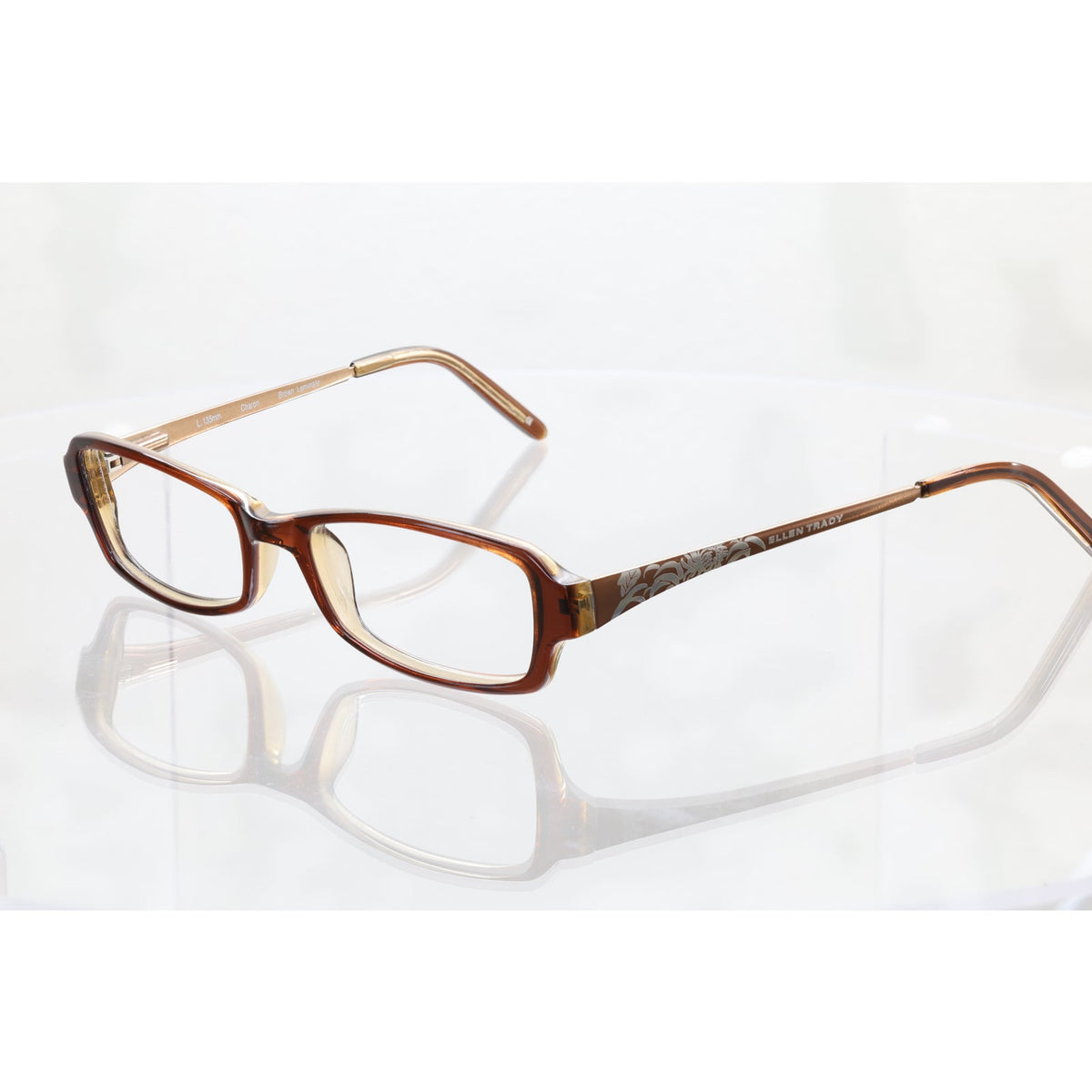 Ellen Tracy Charon brown laminate eyeglass frames